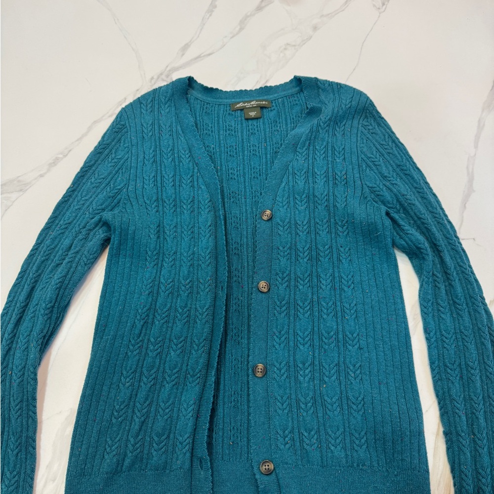 Eddie Bauer Teal Button-Up Cardigan